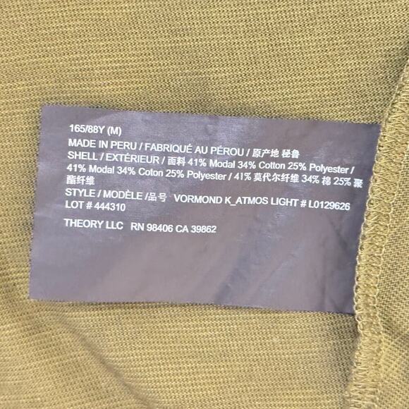 New Theory Vormond Knit Olive Green T-shirt Dress Elastic Tie Waist Women's M - Picture 11 of 13